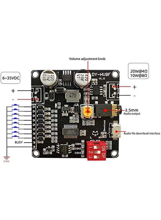 HV8F 12V 24V Voice Playback Module Serial Port Control 10W 20W Audio Board - Image 5